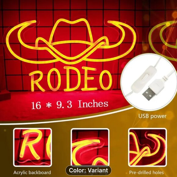 RODEO BULL HORN HAT NEON LED SIGN - Picture 2 of 4